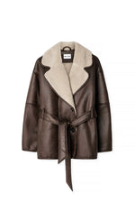 Load image into Gallery viewer, Faux Shearling Coat | Turn-Down Collar | Side Zip Closure