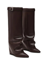 Load image into Gallery viewer, Fold-Over Knee Boots | Pointed Toe & Hidden Wedge Heel