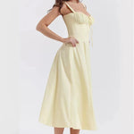 Load image into Gallery viewer, Clarté Floral Corset Midi Dress | Sweetheart Neckline, Slit Skirt, Spaghetti Straps