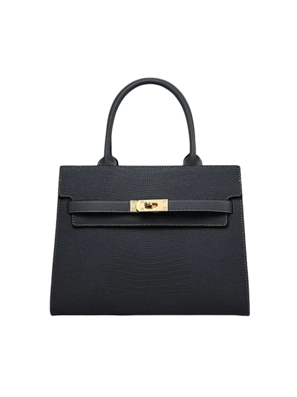 Métier Structured Leather Handbag | Gold Turn-Lock Closure