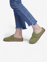 Load image into Gallery viewer, Jada Slip-On Mules | Faux Suede Clogs with Buckle Detail
