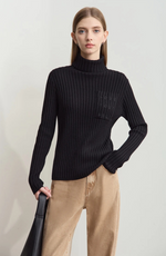 Load image into Gallery viewer, Ribbed Turtleneck Sweater | Soft Cashmere Blend | Fitted Silhouette
