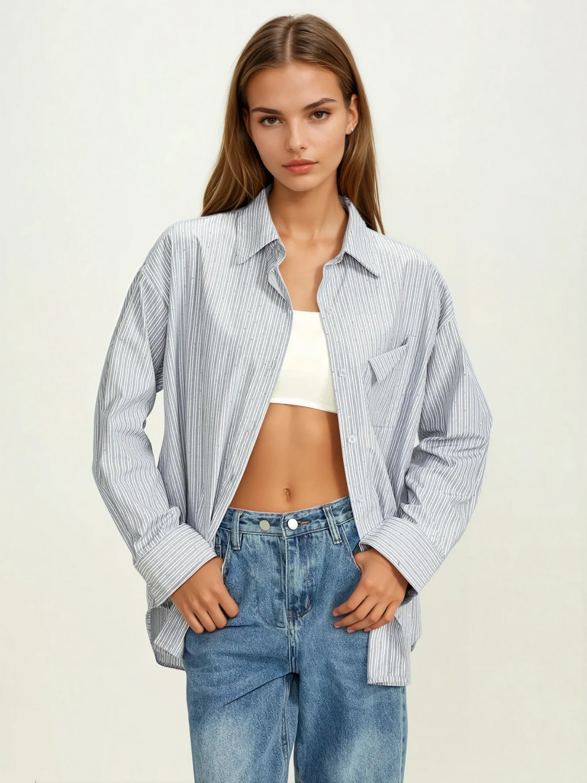 Chemise Bouton Rayée | Coupe Regular | Rayures | Poche Poitrine