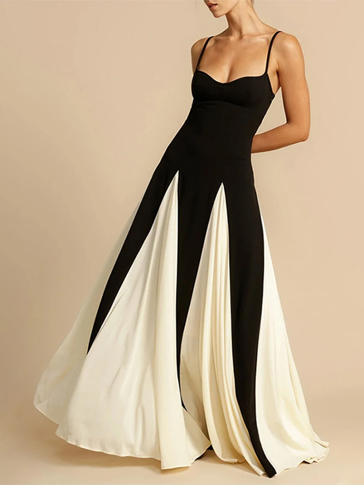 Lueur Angélique Maxi Dress | Two-Tone Fit and Flare, Spaghetti Straps