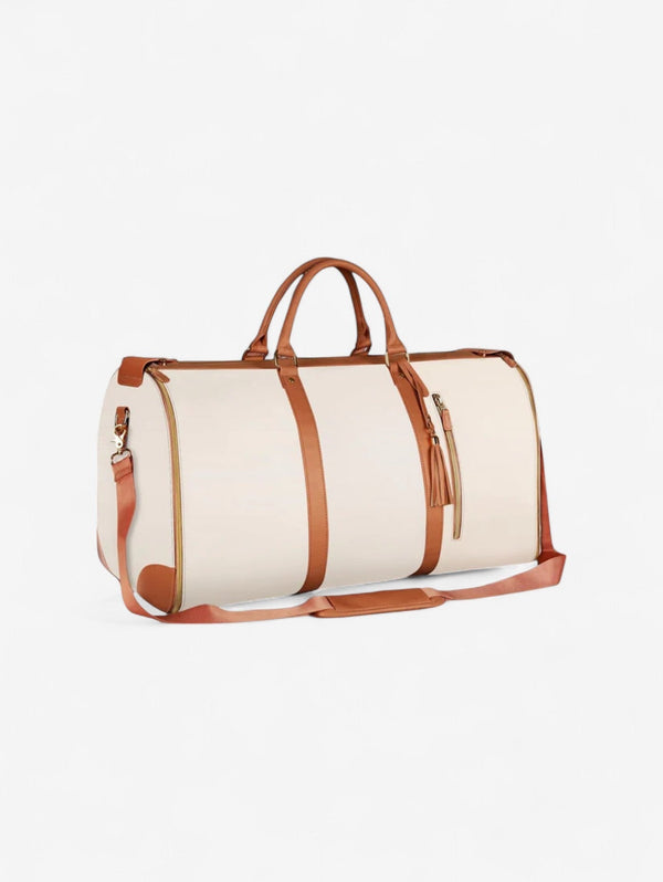 Évasion Weekender Duffel Bag | Cream and Tan Travel Holdall