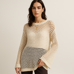 Load image into Gallery viewer, Clarté Open-Knit Sweater | Crochet Texture | Light Summer Layer

