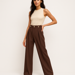 Load image into Gallery viewer, High-Waist Wide-Leg Trousers | Gold Button Detail | Modern Tailored Silhouette
