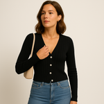 Load image into Gallery viewer, Ribbed Button Cardigan | V-Neck | Slim Fit
