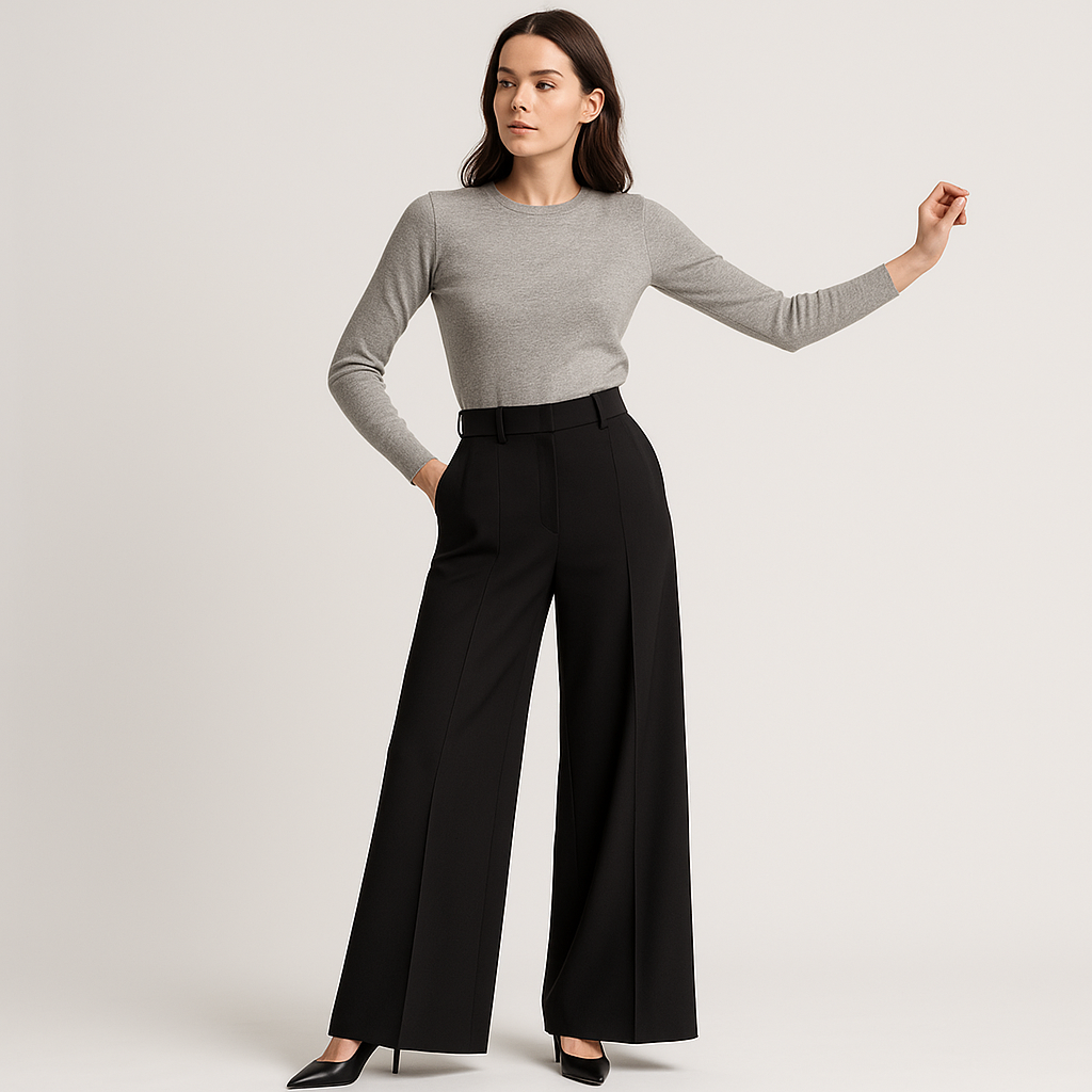Pantalon Palazzo Haute Taille | Twill Structuré | Silhouette Moderne