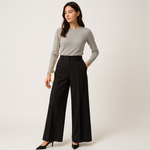 Load image into Gallery viewer, High-Waist Palazzo Trousers | Structured Twill | Refined Modern Silhouette
