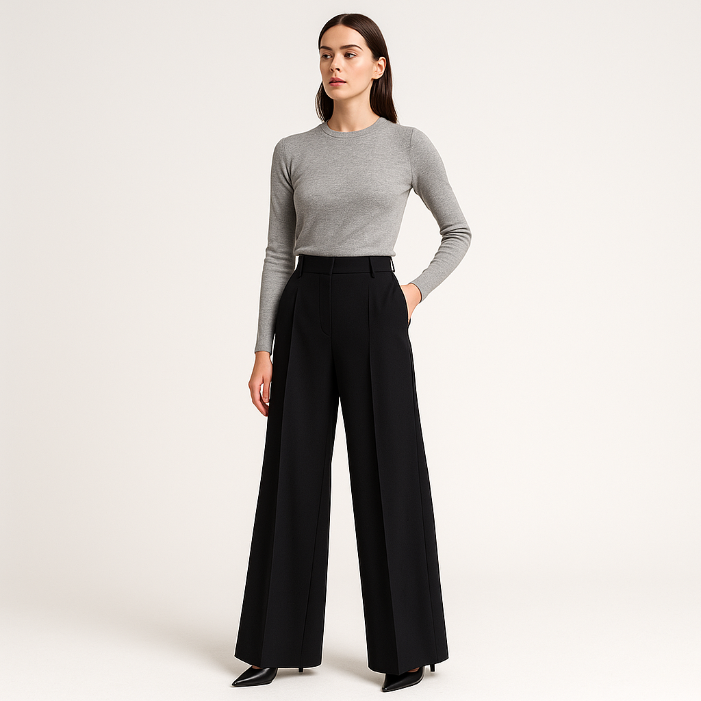 Pantalon Palazzo Haute Taille | Twill Structuré | Silhouette Moderne