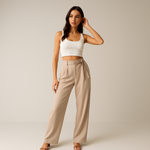 Load image into Gallery viewer, Wide-Leg High-Waist Trousers | Tie Detail | Fluid Silhouette
