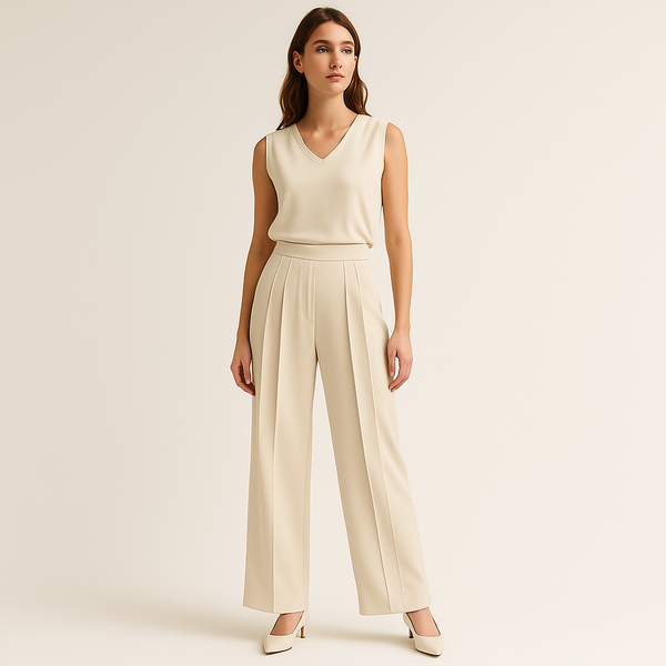Pleated High-Waist Trousers | Flowing Wide Leg | Contemporary Minimalism