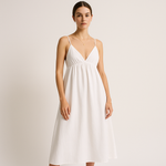 Load image into Gallery viewer, Cotton Midi Dress | V-Neck | Adjustable Spaghetti Straps
