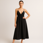 Load image into Gallery viewer, Cotton Midi Dress | V-Neck | Adjustable Spaghetti Straps
