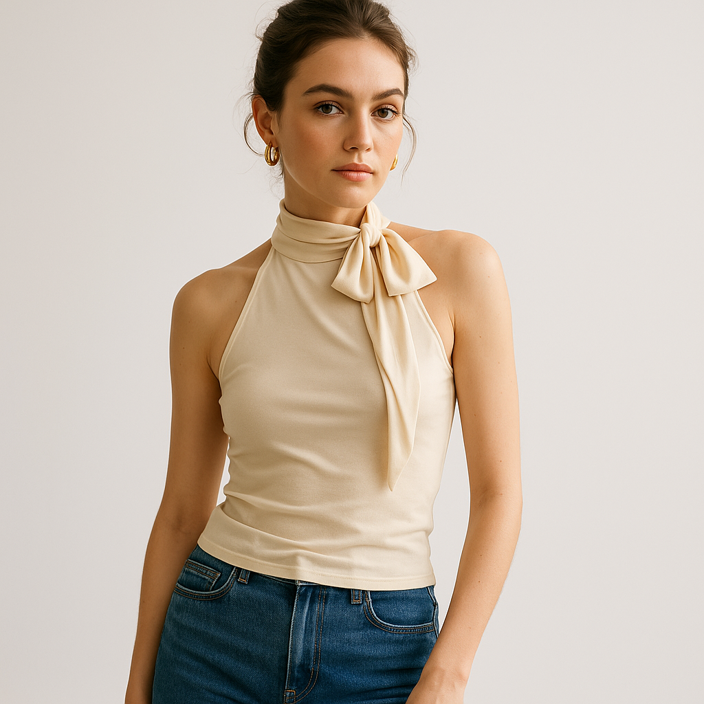 Top Halter | Col Nœud | Coupe Fluide