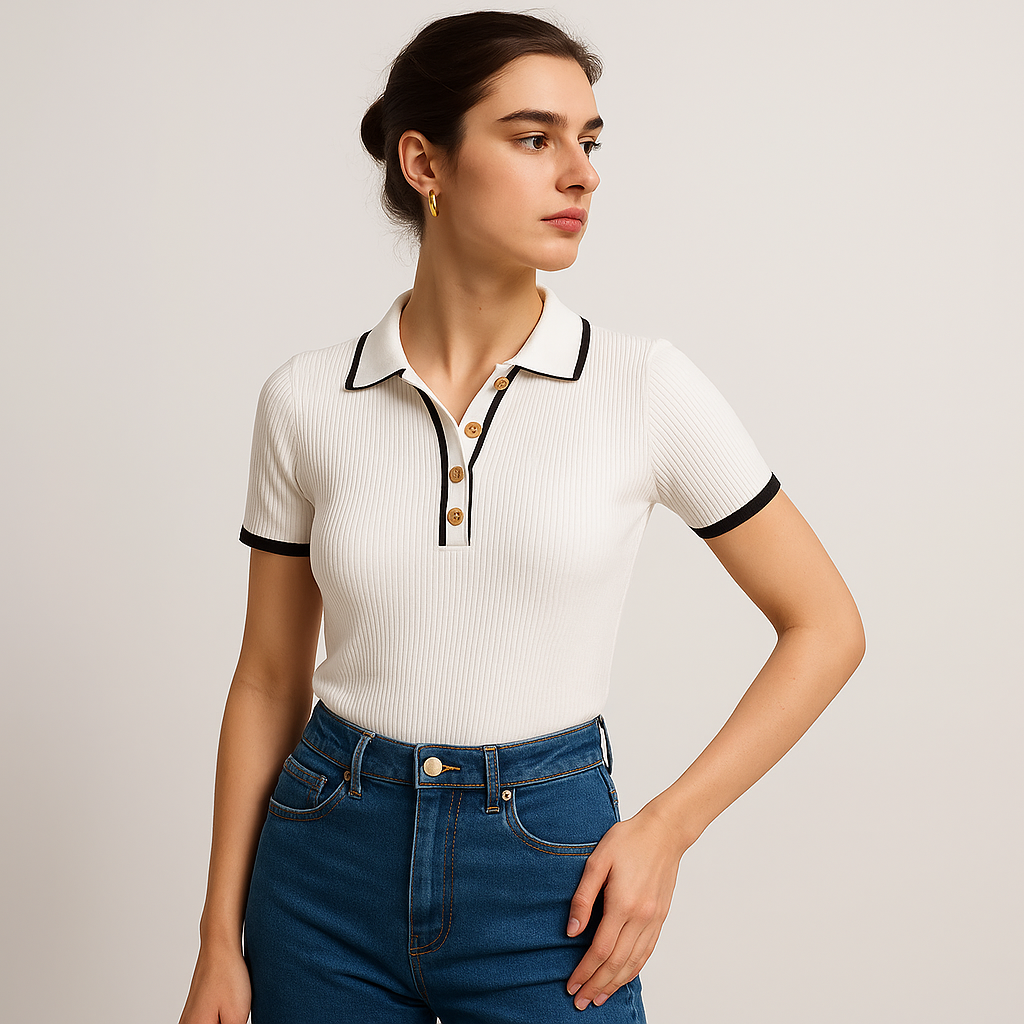 Polo Top Tricot Fondamentale | Bord Contrast