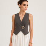 Load image into Gallery viewer, Sleeveless Wrap Waistcoat | Ring Detail | Structured Fit
