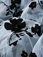 Load image into Gallery viewer, Pleated Midi Skirt | Sheer Floral Mesh Overlay | A-line Silhouette
