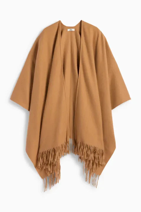 Poncho Frangé Ouvert | Drape Légère