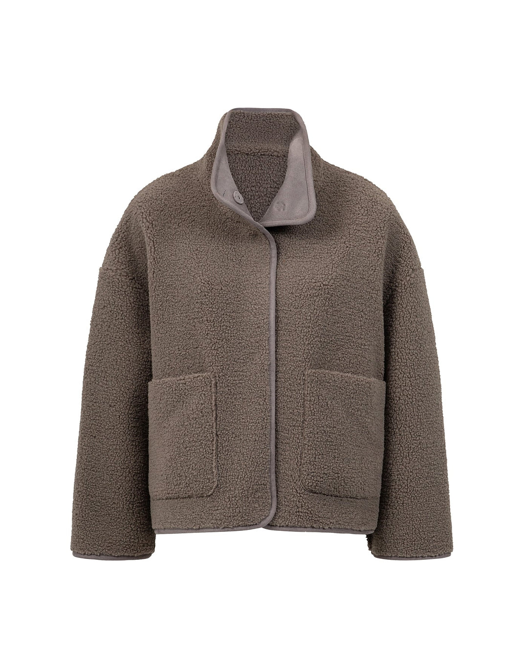 Faux Shearling Zip Jacket | High Collar | Oversized Fit