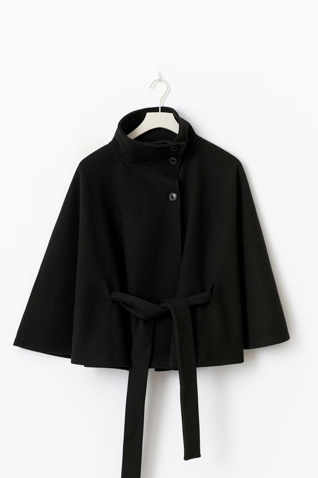 Cape Jacket with Belt | Stand Collar | Autumn Winter Layering
