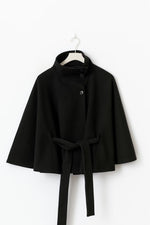 Load image into Gallery viewer, Cape Jacket with Belt | Stand Collar | Autumn Winter Layering
