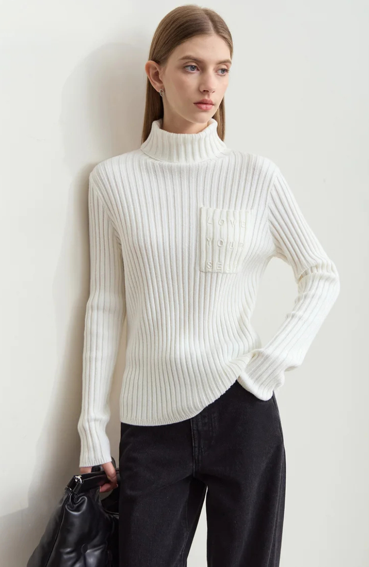 Ribbed Turtleneck Sweater | Soft Cashmere Blend | Fitted Silhouette