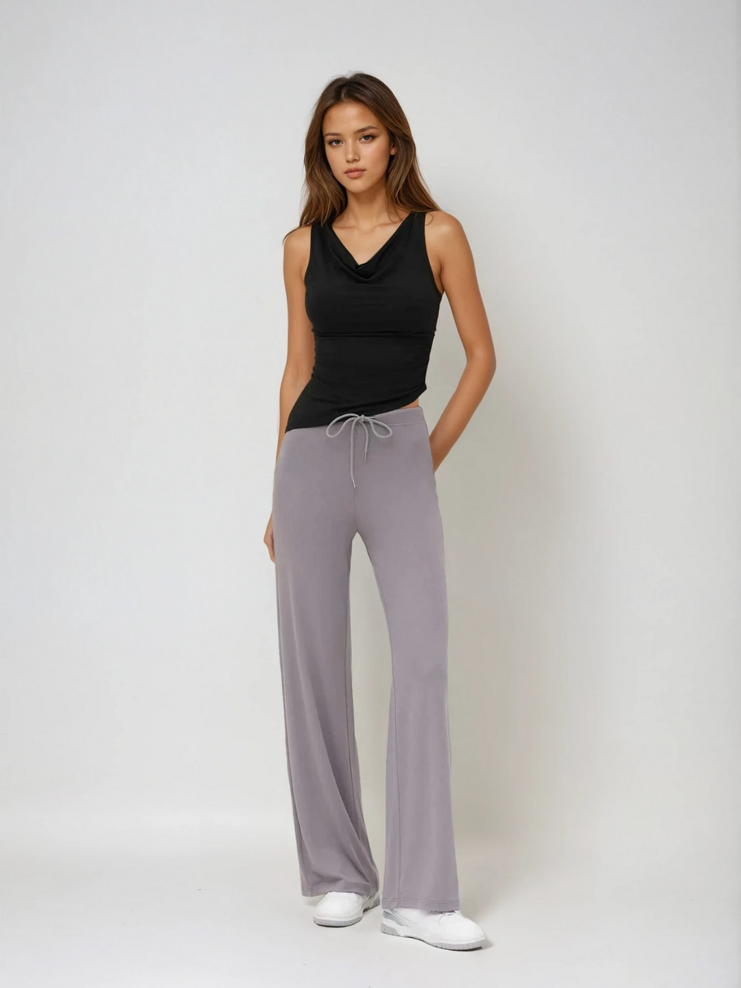 Draped Cowl Neck Sleeveless Top | Lightweight Knit