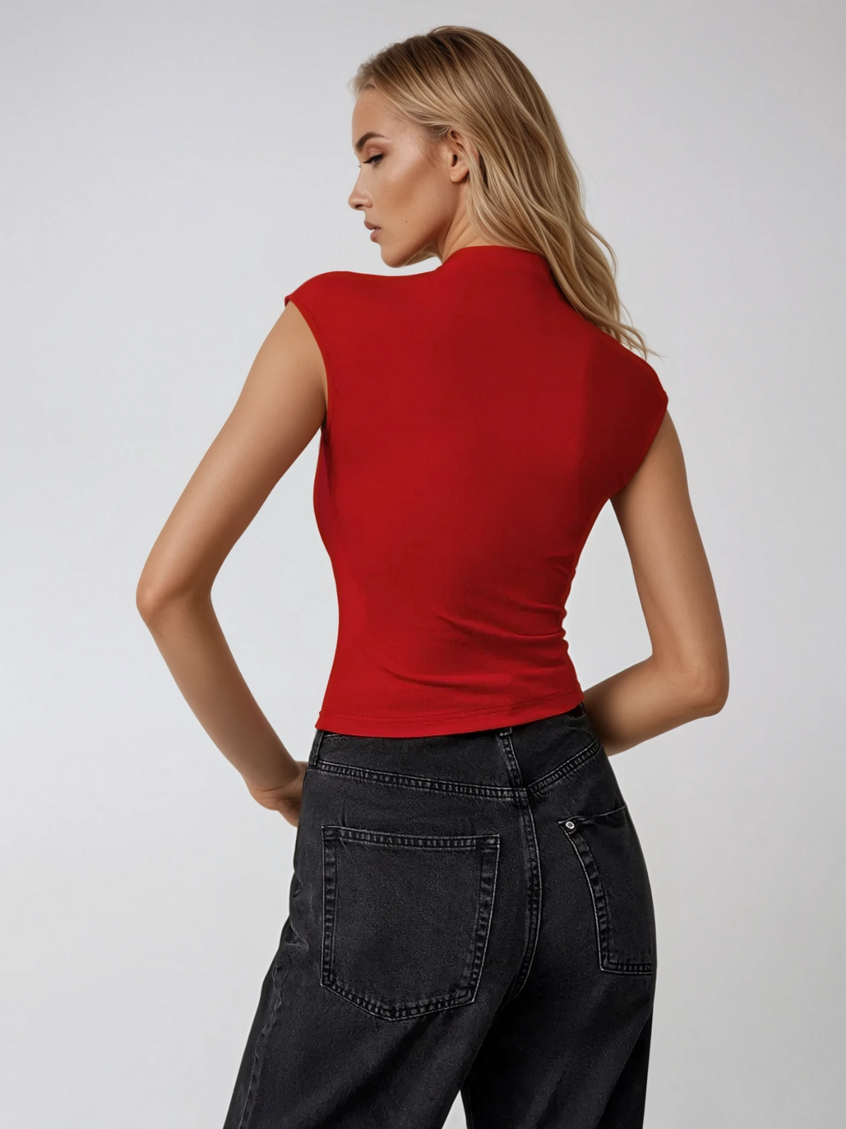Haut Col Montant Sans Manches | Coupe Slim Cropped