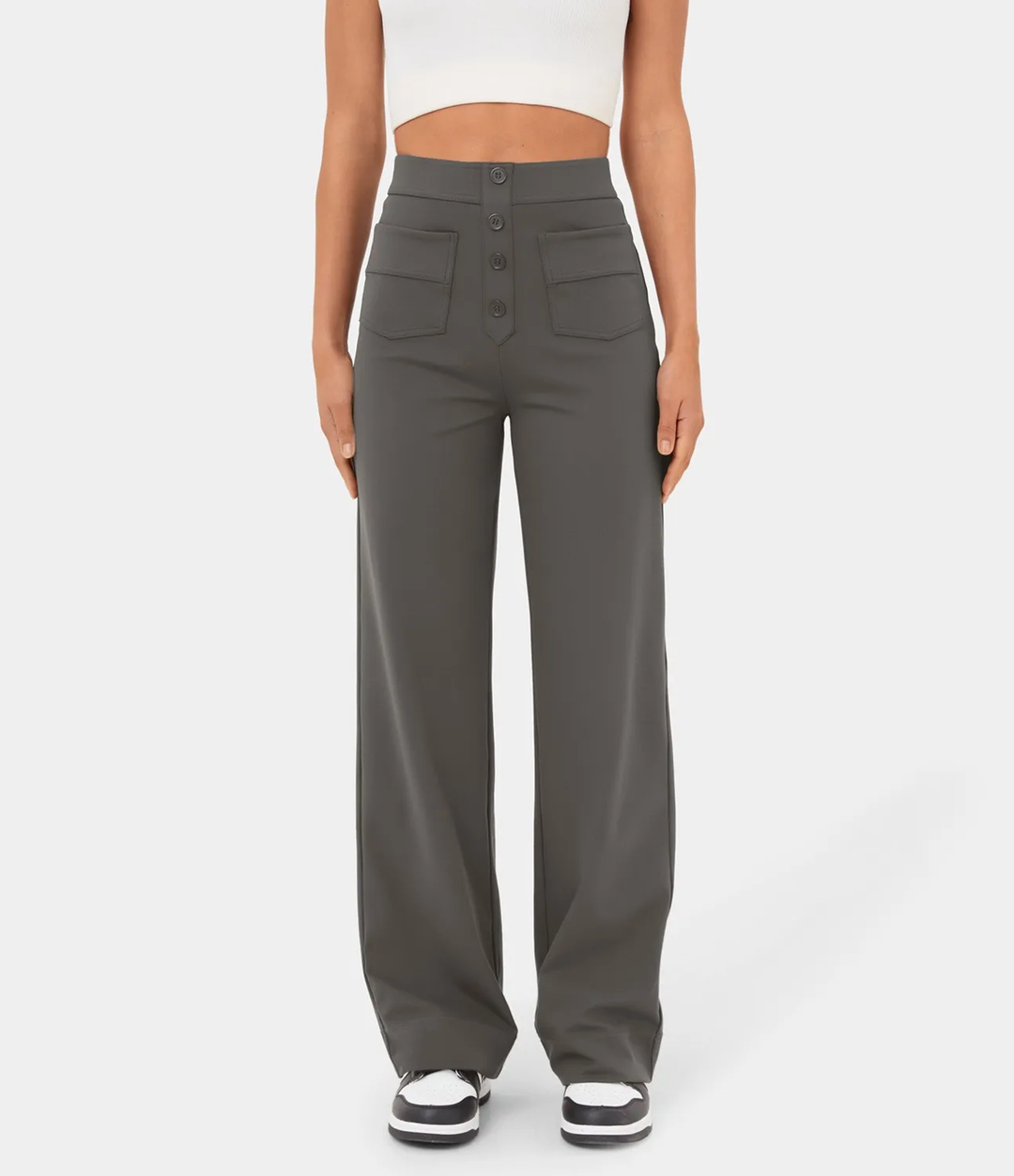 Fondamentale High-Waist Wide-Leg Trousers with Pocket Detailing