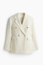 Load image into Gallery viewer, Long Wool Blend Coat | Chevron Weave | Double Breasted Gold Buttons
