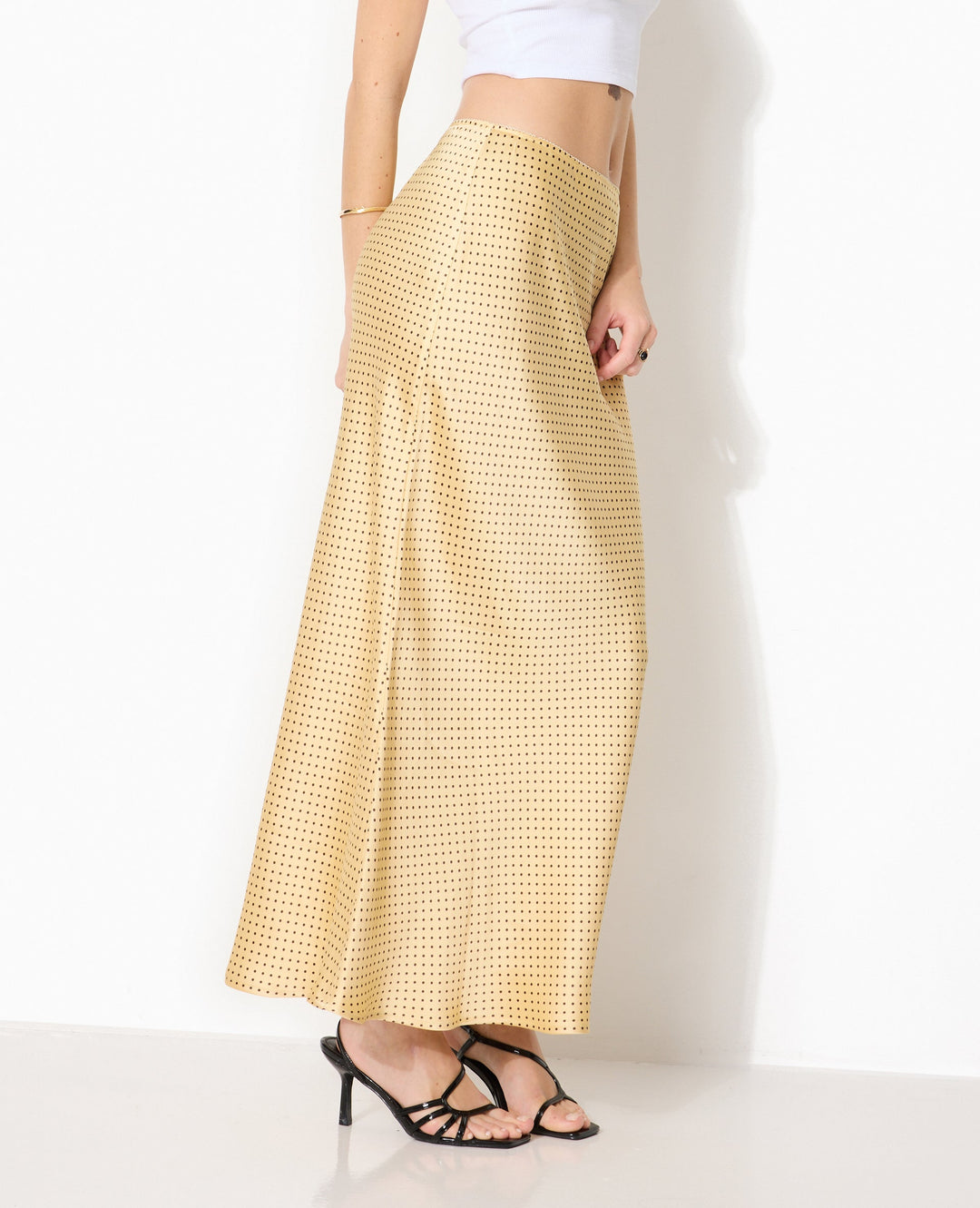 Gold Sequin Maxi Skirt | High Slit Evening Silhouette