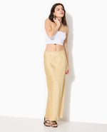 Load image into Gallery viewer, Gold Sequin Maxi Skirt | High Slit Evening Silhouette
