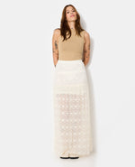 Load image into Gallery viewer, Lace Maxi Skirt | Sheer Overlay and Straight Silhouette
