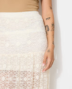 Load image into Gallery viewer, Lace Maxi Skirt | Sheer Overlay and Straight Silhouette
