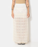 Load image into Gallery viewer, Lace Maxi Skirt | Sheer Overlay and Straight Silhouette
