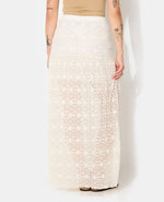 Load image into Gallery viewer, Lace Maxi Skirt | Sheer Overlay and Straight Silhouette
