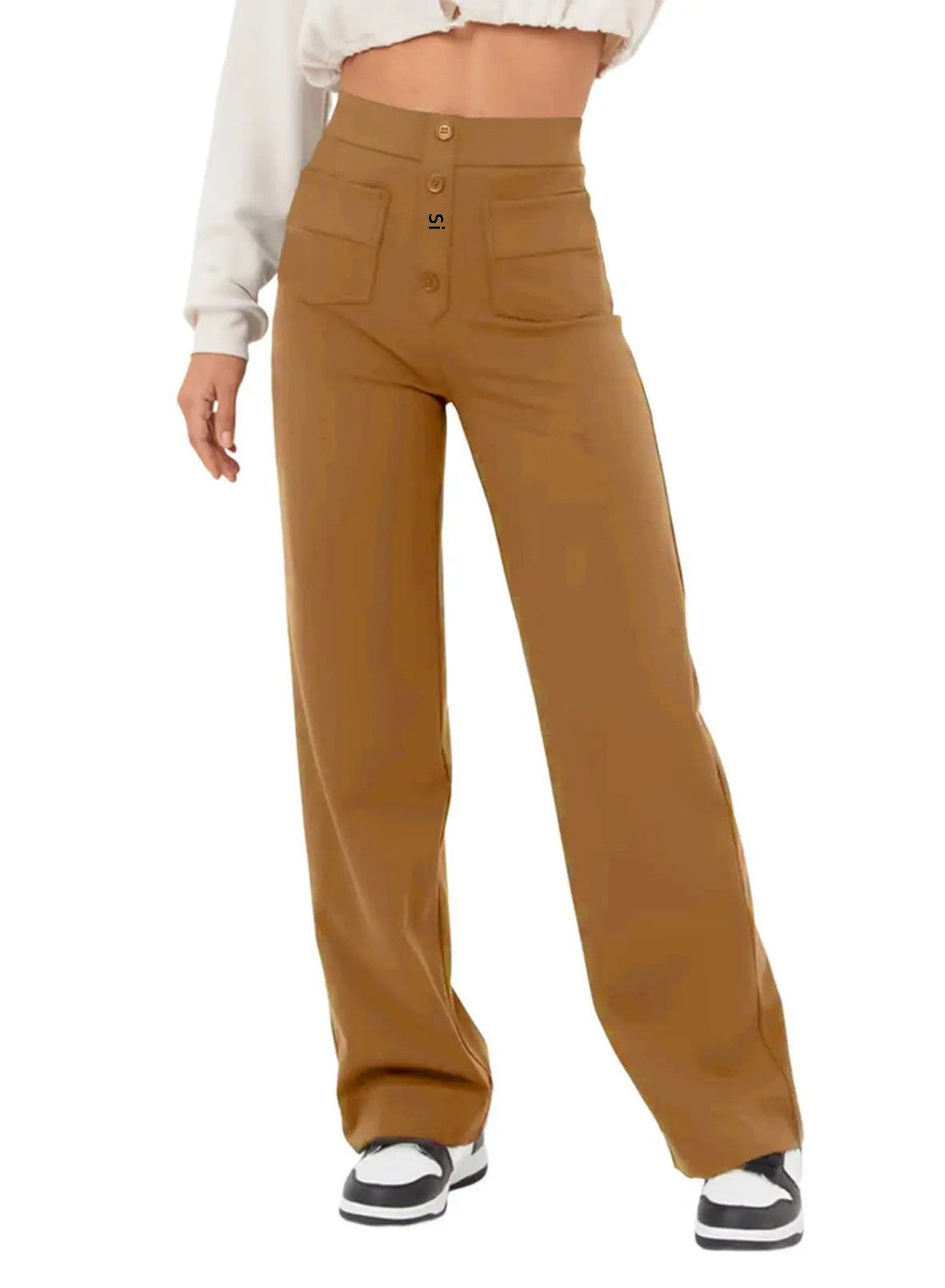 Fondamentale High-Waist Wide-Leg Trousers with Pocket Detailing