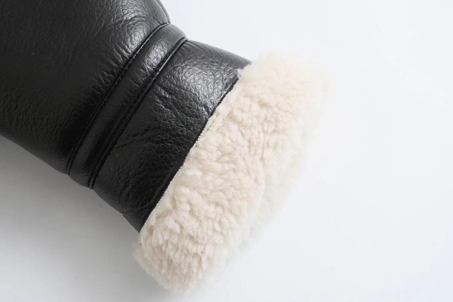 Veste Aviateur en Faux Shearling | Coupe Courte | Col Contrastant