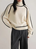 Load image into Gallery viewer, Wool Blend Turtleneck Sweater | Contrast Trim | Relaxed Fit
