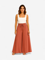 Load image into Gallery viewer, Black A-Line Maxi Skirt | Elastic Waist with Drawstring
