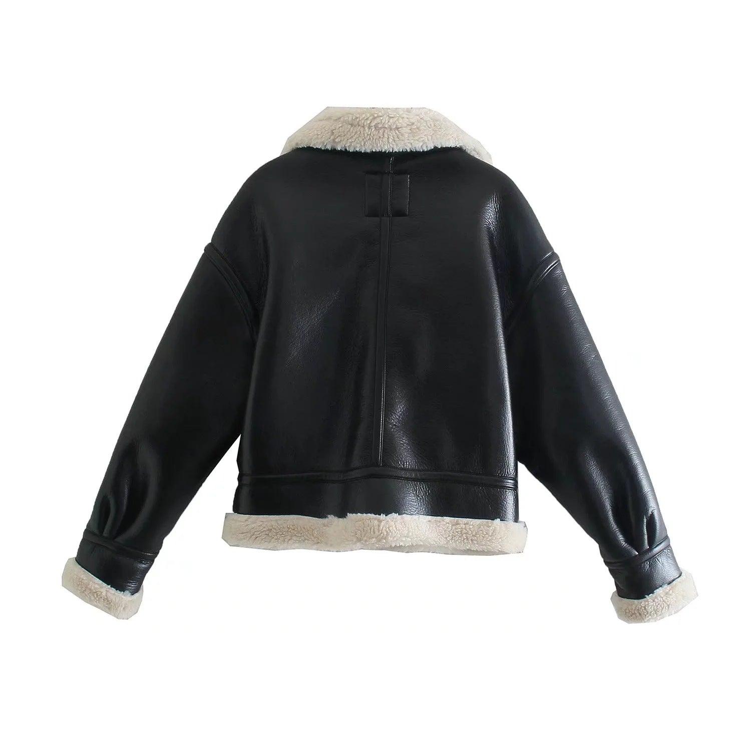 Veste Aviateur en Faux Shearling | Coupe Courte | Col Contrastant