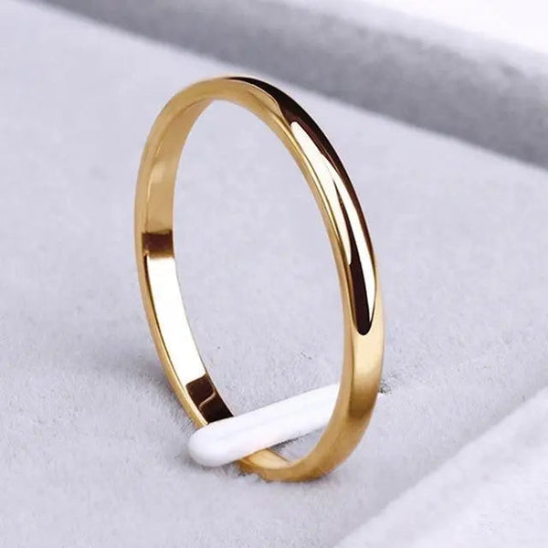 Slim Wedding Band Ring | 2mm Gold-Tone Stainless Steel | Unisex Design