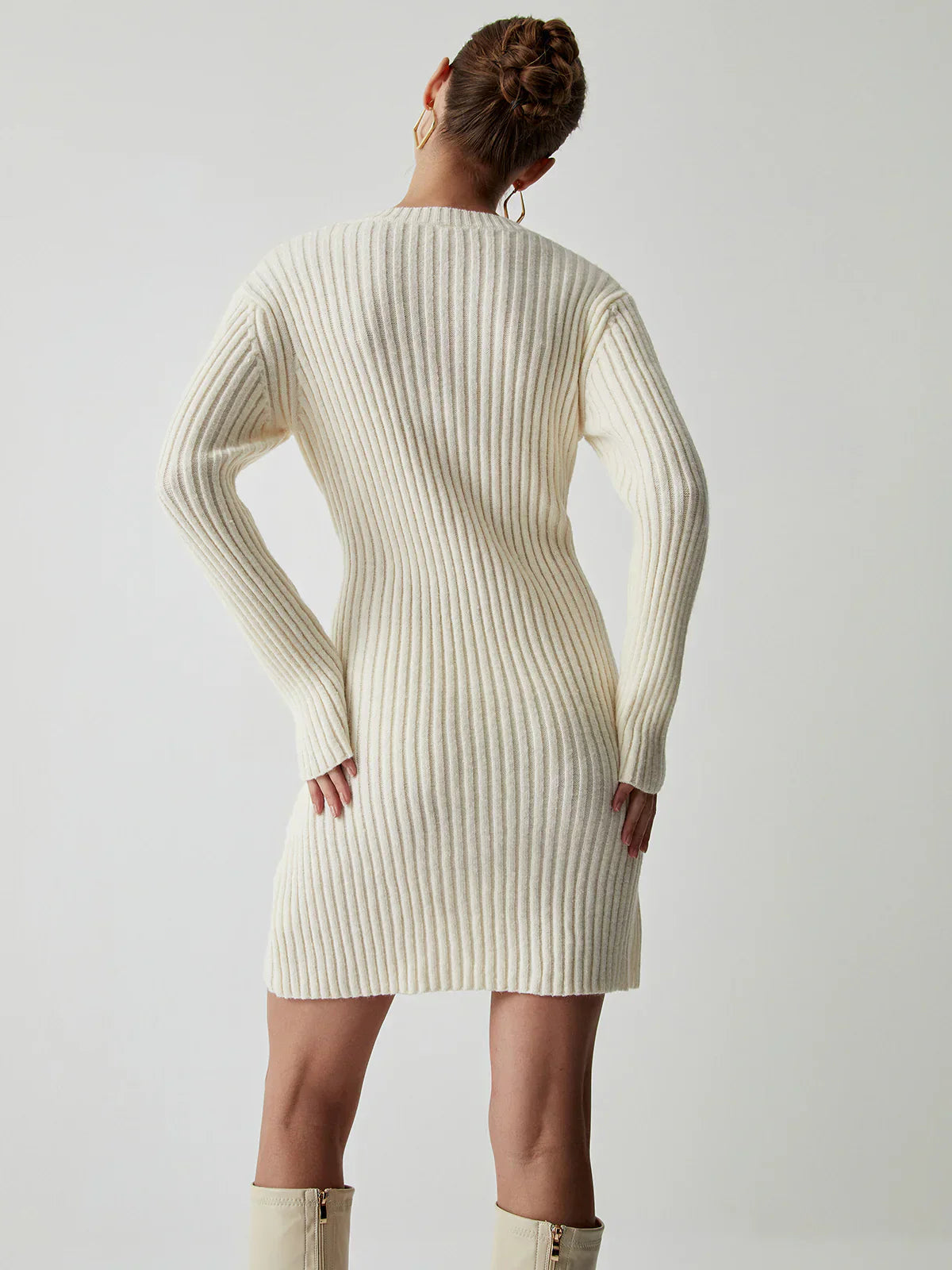 Robe Pull Ribbed | Manches Longues | Slim Fit Mini