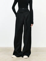 Load image into Gallery viewer, Asymmetric Layer Straight Leg Dress Trousers | Modern Button Detail
