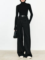 Load image into Gallery viewer, Asymmetric Layer Straight Leg Dress Trousers | Modern Button Detail
