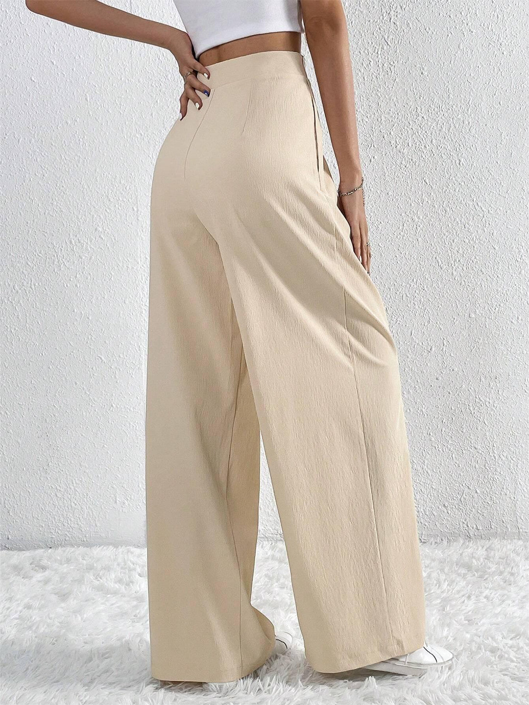 Pleated Wide Leg Trousers | High Waist Minimalist Design