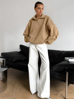 Load image into Gallery viewer, Fondamentale Lapel Zipper Pullover Sweatshirt | Relaxed Fit | Autumn Winter
