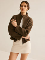 Load image into Gallery viewer, Minimalist Stand-Collar Jacket | Cropped Silhouette | Refined Casual
